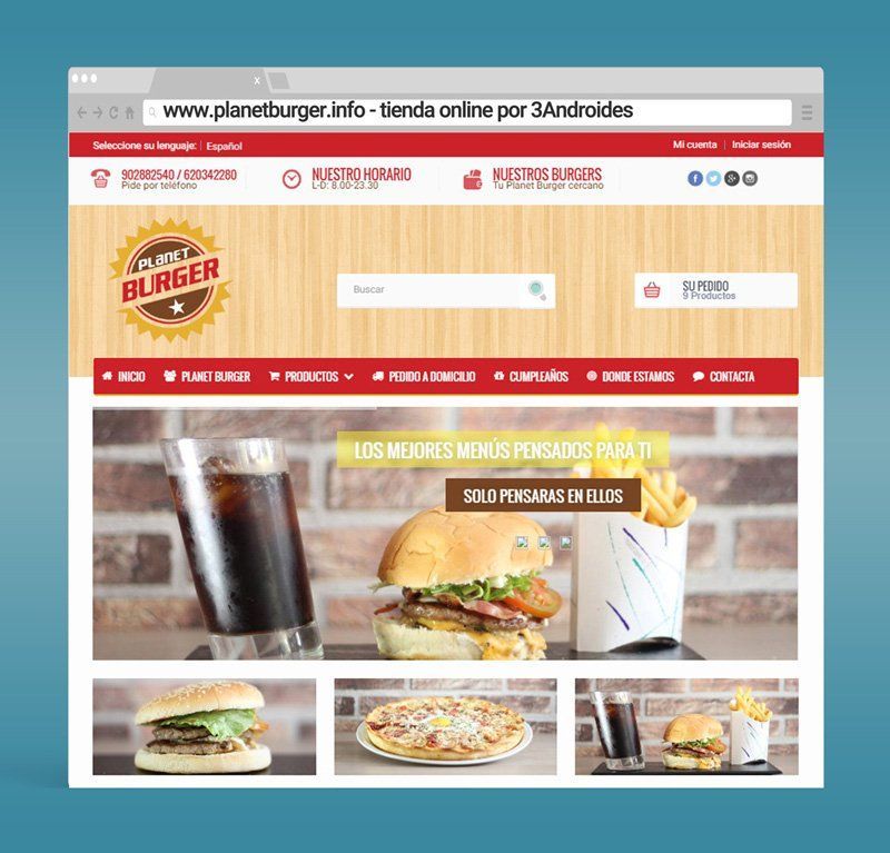 Página web tienda online Planet Burger